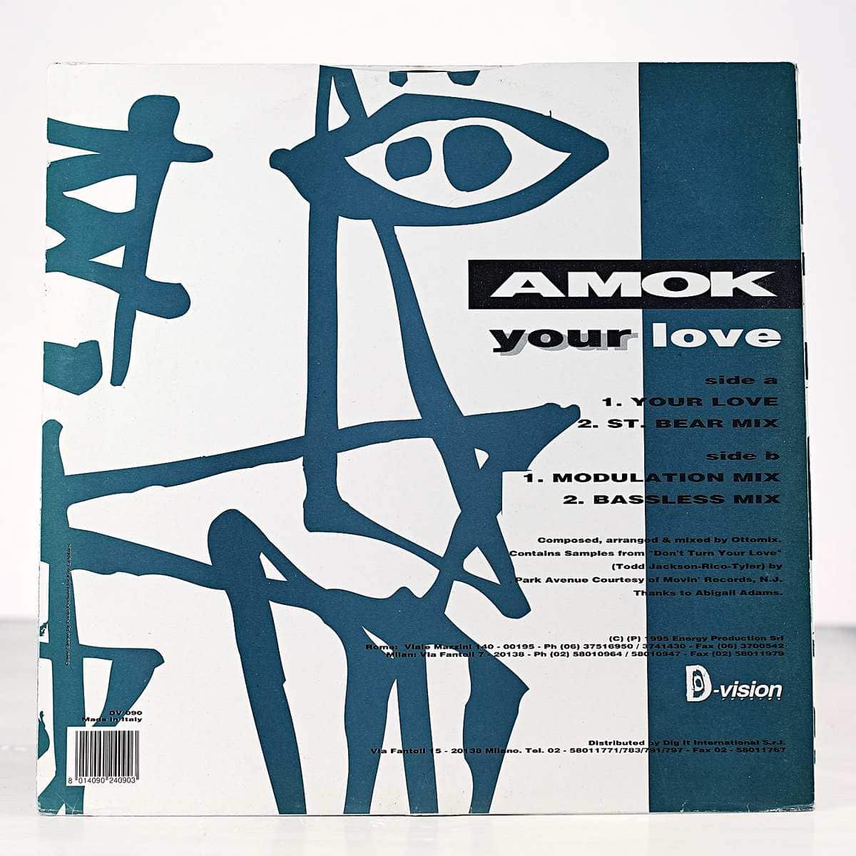 Un 12 pollici house e la pista da ballo degli anni Novanta 1 Disco Amok Your Love, esempio di vinile house italiana