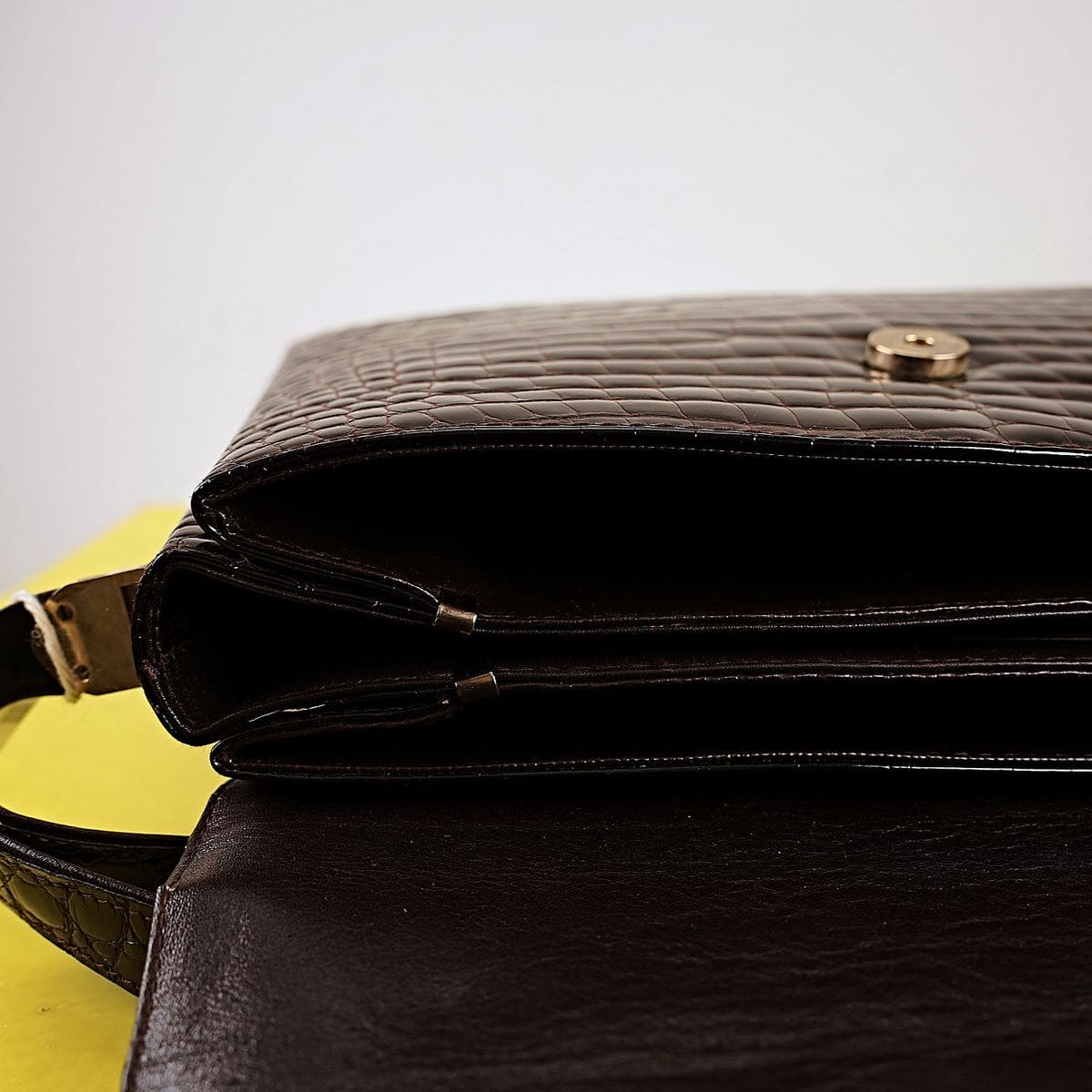 borsetta in pelle di coccodrillo vintage, calbert cocco bidente