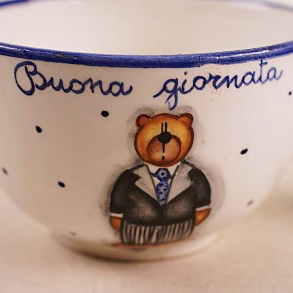 tazza in ceramica buona giornata, orso, dipinta a mano - immagine 2