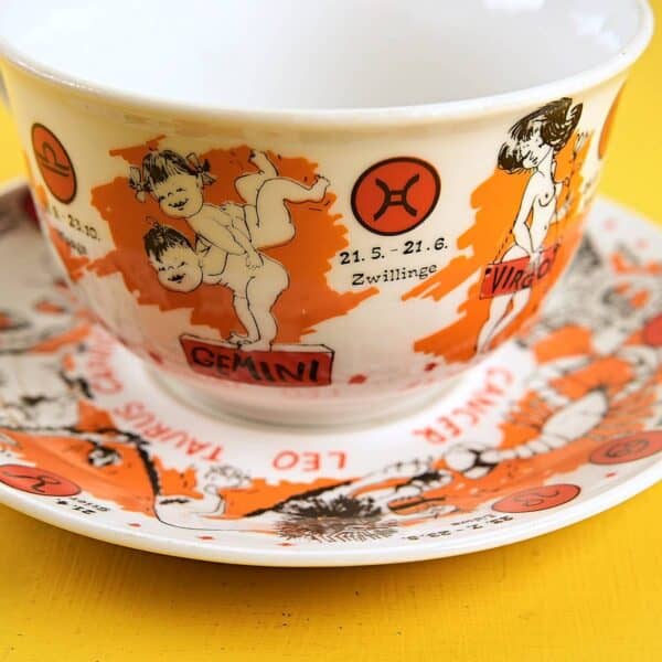 tazza con piatto in porcellana bavaria, segni zodiacali - immagine 2