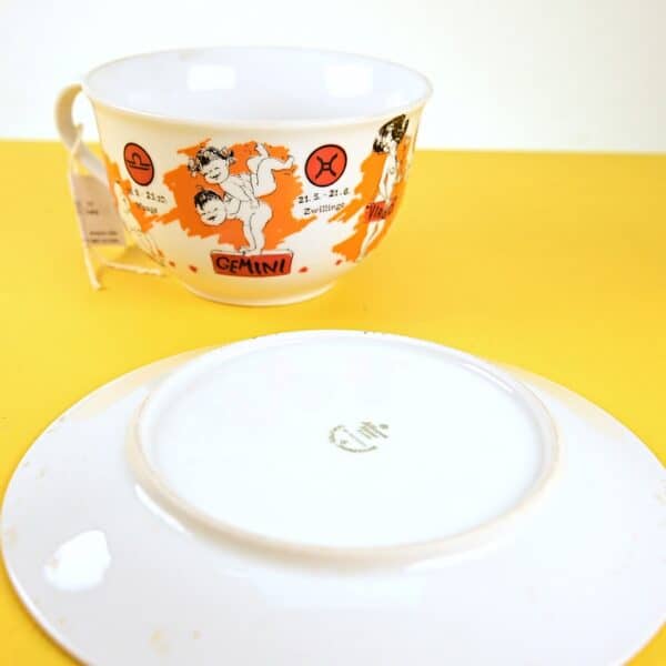 tazza con piatto in porcellana bavaria, segni zodiacali - immagine 3