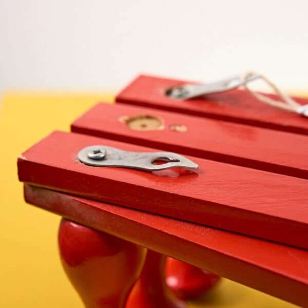 attaccapanni da parete vintage in legno rosso allungabile - immagine 6