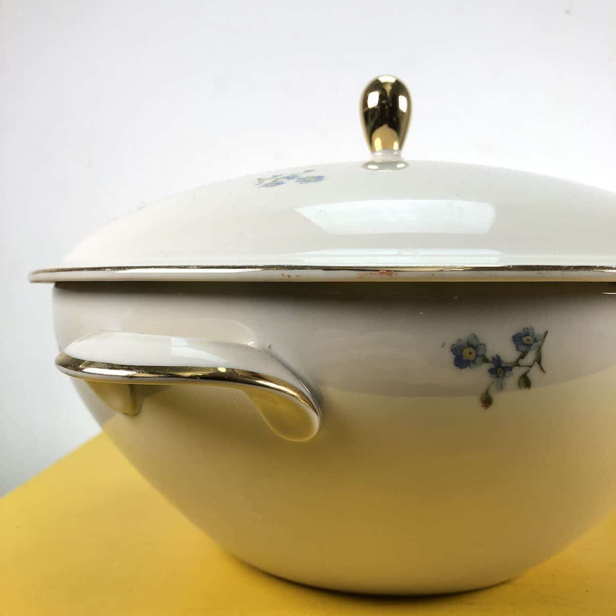 zuppiera e terrina vintage in ceramica con decori floreali e bordatura dorata seltmann weiden bavaria - immagine 6