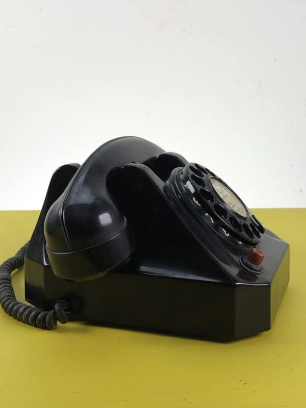 telefono anni 50/60 in bachelite nera - immagine 5