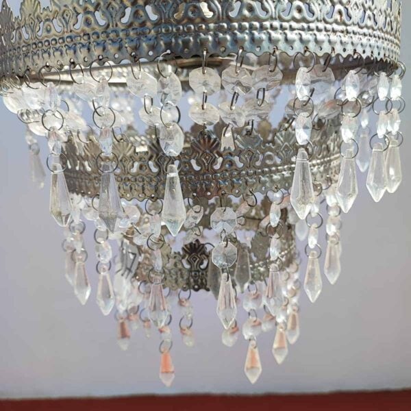 coppia di lampadari vintage in metallo con gocce di vetro - immagine 22