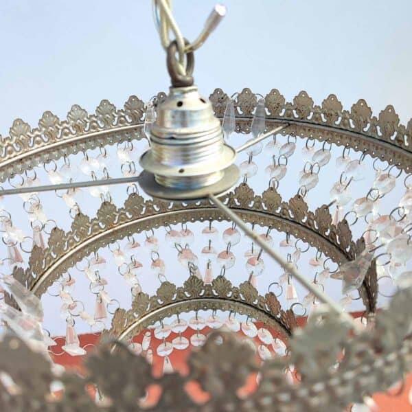 coppia di lampadari vintage in metallo con gocce di vetro - immagine 6