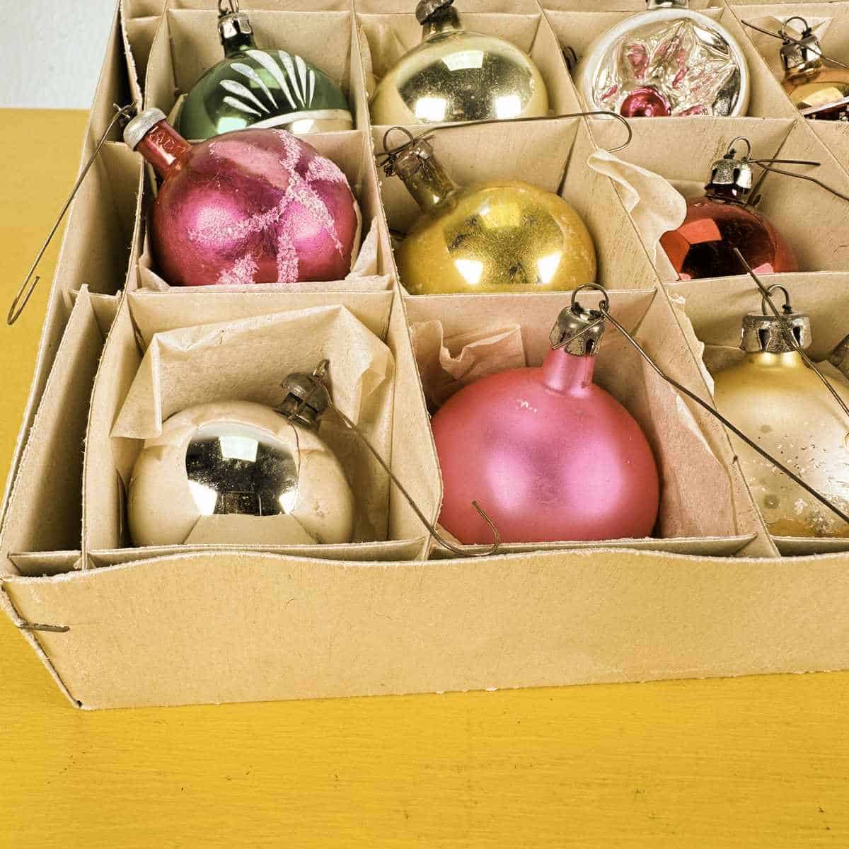 15 Palline Di Natale In Vetro Color Terracotta Calda, 6 Cm - Decorazioni Per Albero Con Glitter, In Scatola Di Cartone Riciclabile