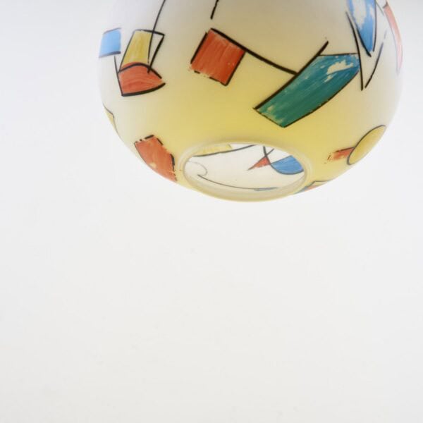 lampadario anni 60 con boccia in vetro opalino - immagine 6