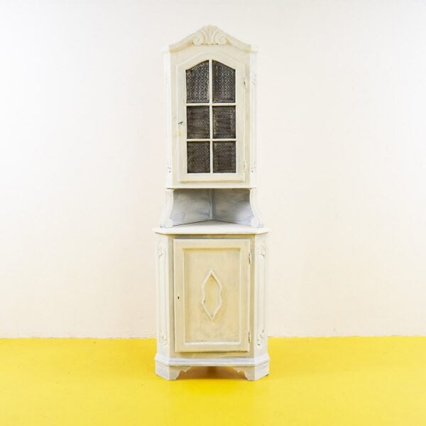 credenza vetrina angolare bianca in legno