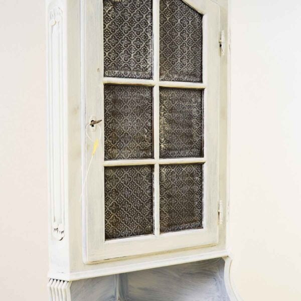 credenza vetrina angolare bianca in legno - immagine 2