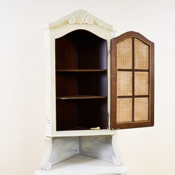 credenza vetrina angolare bianca in legno - immagine 4