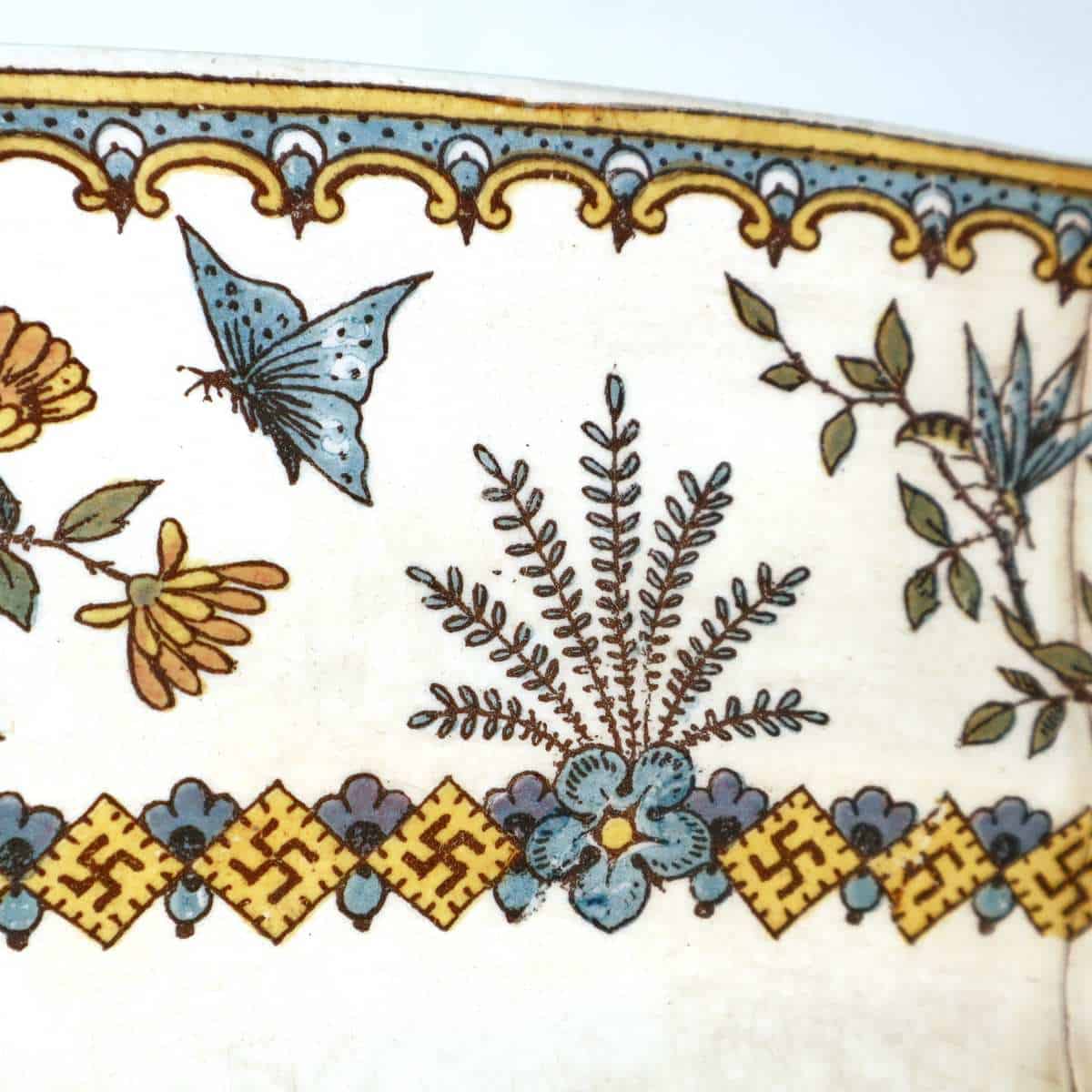 raro piatto decorativo in ceramica willeroy & boch geschutzt, con decoro svastica - immagine 4