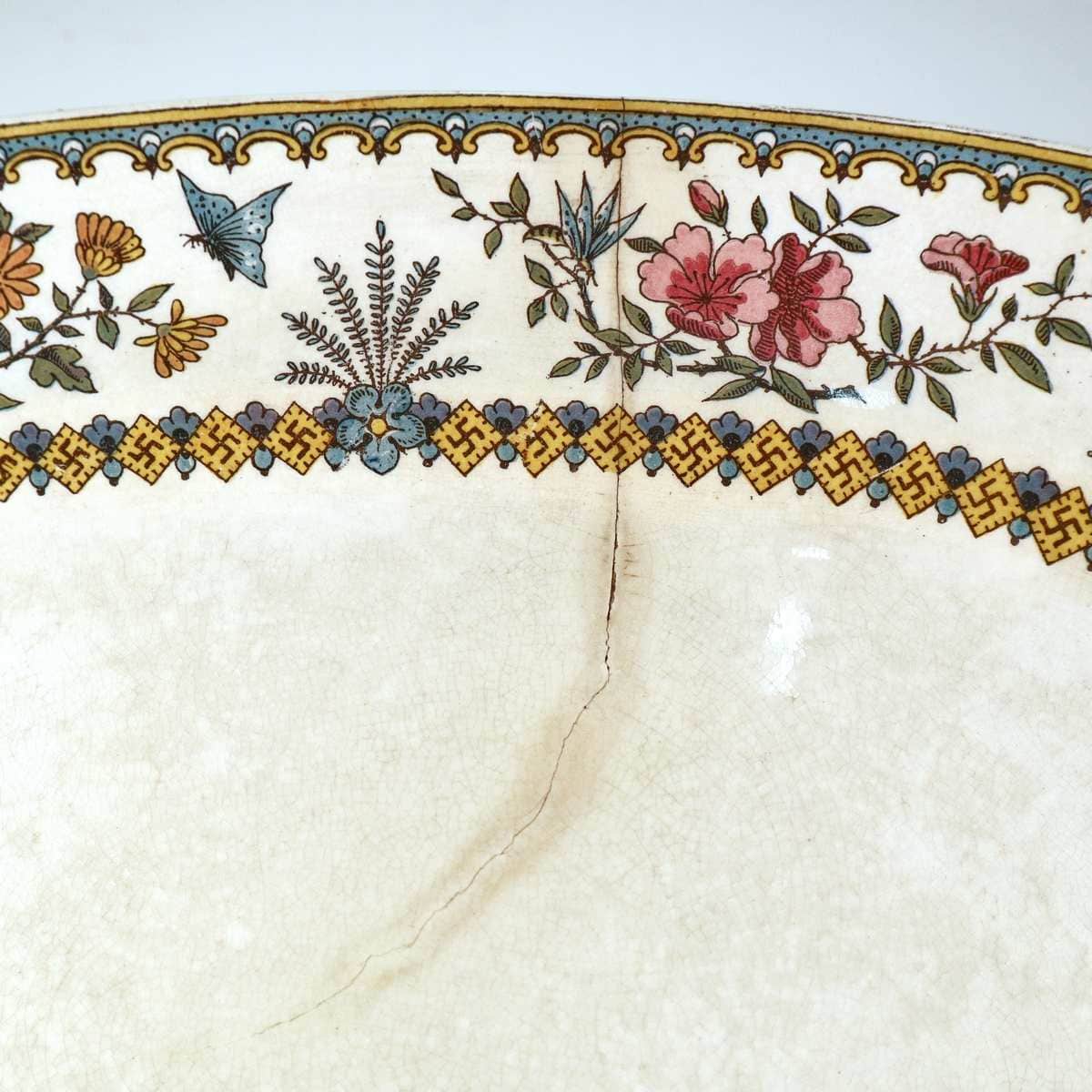 raro piatto decorativo in ceramica willeroy & boch geschutzt, con decoro svastica - immagine 7