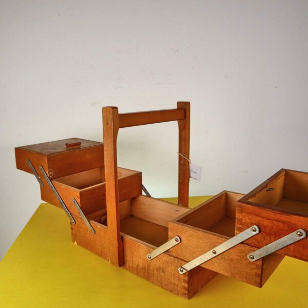 cestino vintage da cucito in legno - immagine 3