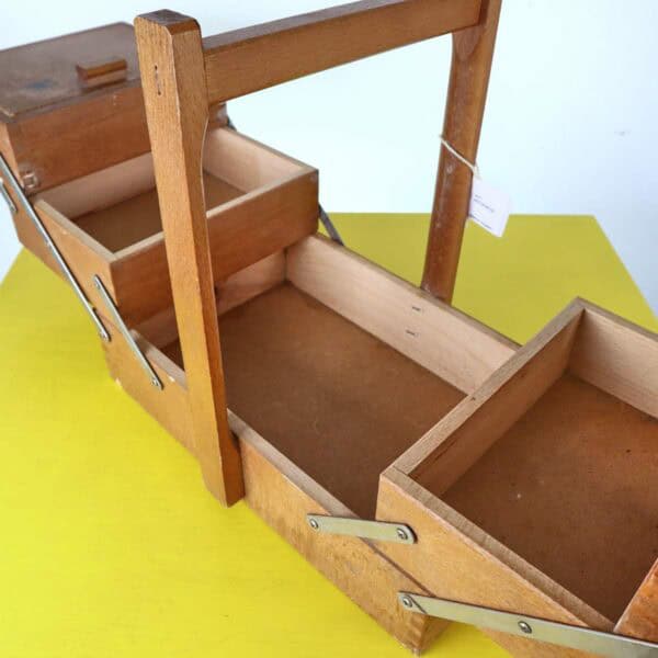 cestino vintage da cucito in legno - immagine 4