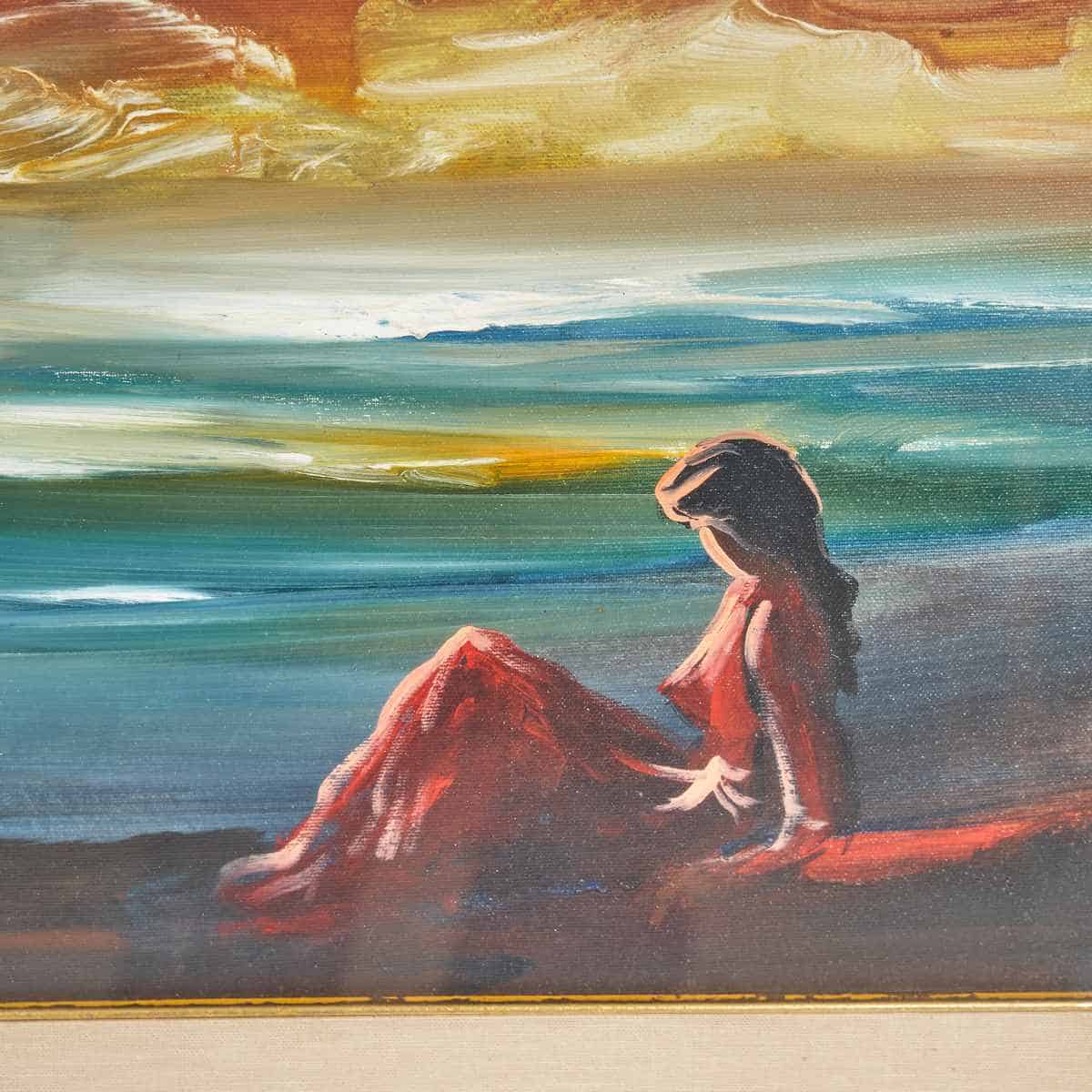 Romano Mussolini pittore: il mare, il jazz e la memoria sulla tela 2 Veduta laterale della cornice e della tela del quadro marino