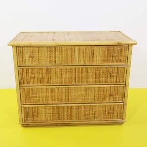 Cassettiera in bambù intrecciato con quattro cassetti frontali
