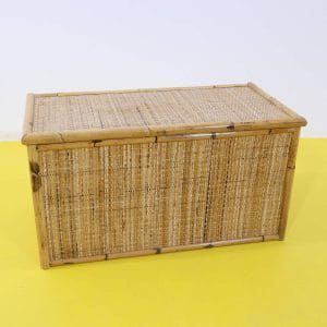 Baule in legno e bambù con rivestimento intrecciato portaoggetti