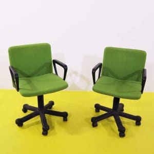 Coppia sedie ufficio tessuto verde con base girevole plastica