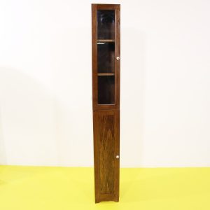 Mobile a colonna in legno con anta in vetro e pomelli in ceramica