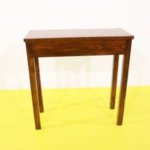 Consolle in legno di pino tinto noce con gambe diritte