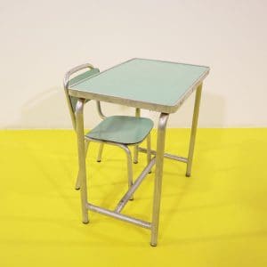Ultimi arrivi 23 Banco scuola in metallo con sedia laminato verde bambini