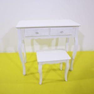 Ultimi arrivi 12 Tavolino con sgabello in legno bianco cassetti pomoli fiore