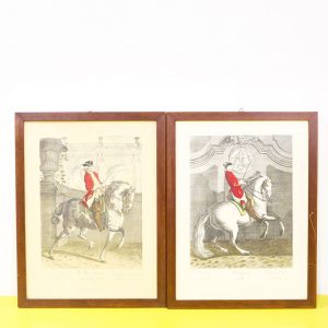 Ultimi arrivi 12 Coppia stampe equitazione da Ridinger con cornice in legno