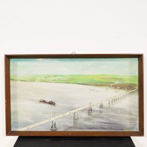Ultimi arrivi 9 Quadro olio su tela ponte lago Maracaibo Santucci Salvo