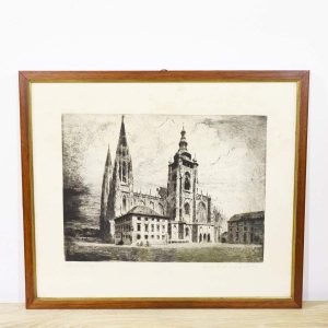 Ultimi arrivi 4 Acquaforte Cattedrale di San Vito a Praga firmata Bruno Reinhold