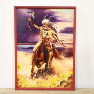 Ultimi arrivi 2 Quadro olio su tela guerriero indiano a cavallo firmato Reinhold