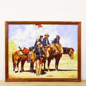 Ultimi arrivi 26 Quadro olio su tela scout indiani Army Regulations firmato Reinhold