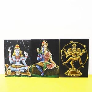 Ultimi arrivi 30 Set di 3 dipinti su velluto raffigurazioni indiane multicolore