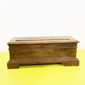 Ultimi arrivi 18 Cassapanca in legno con basamento sagomato e coperchio modanato