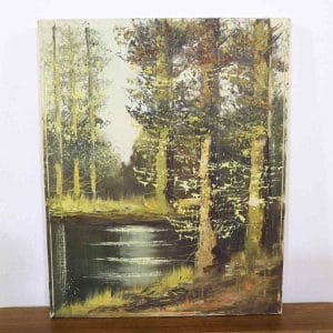 Ultimi arrivi 4 Dipinto vintage olio su tela paesaggio boschivo decorativo