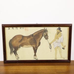 Dipinto su tessuto cinese cavallo e palafreniere da I cinque cavalli