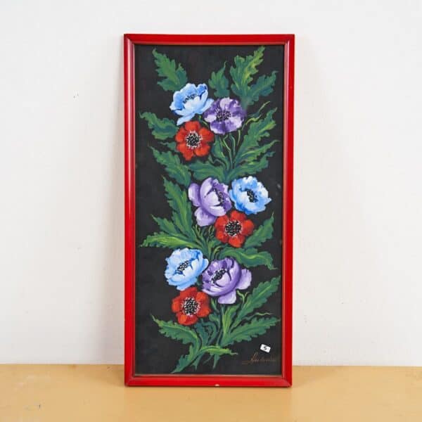 quadro fiori con cornice rossa